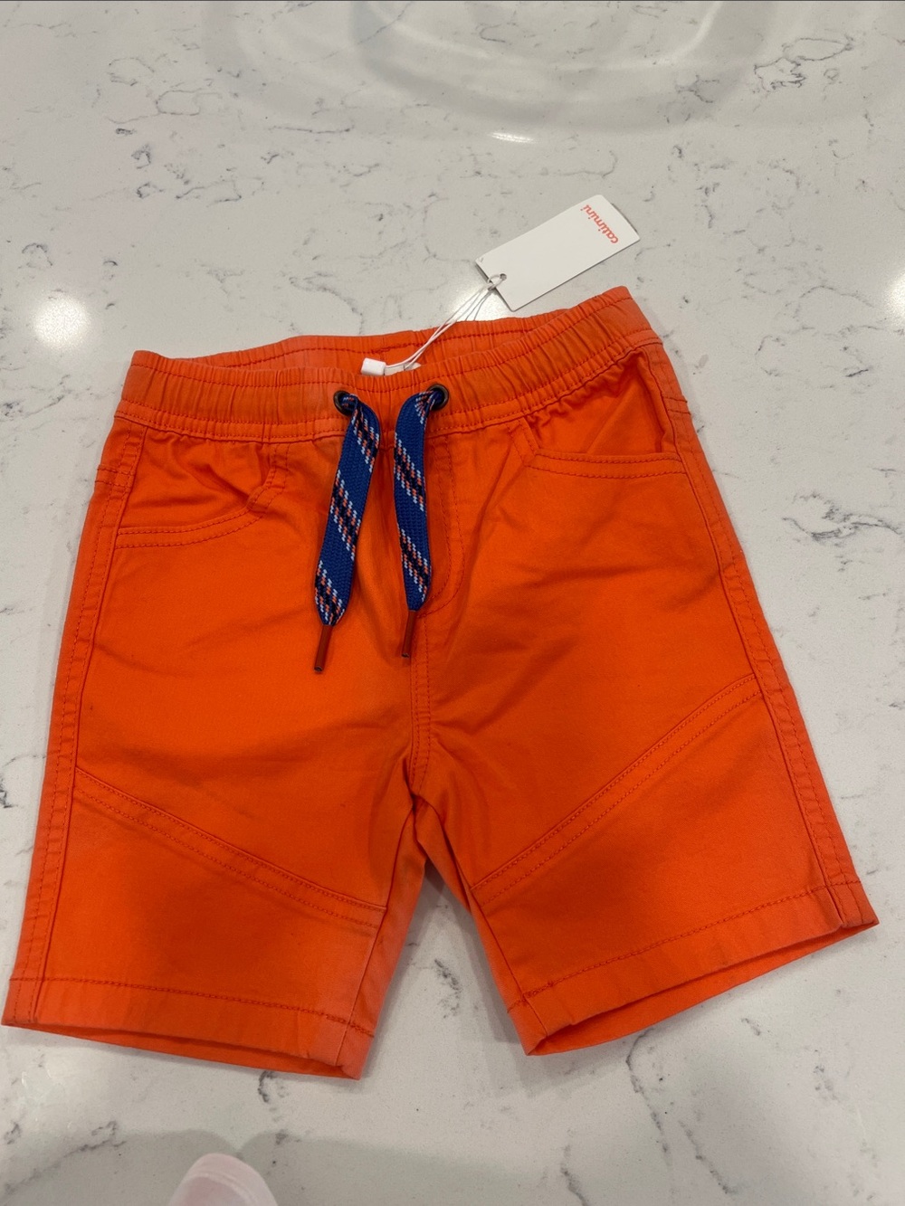 Catimini Orange Shorts with Blue Drawstring